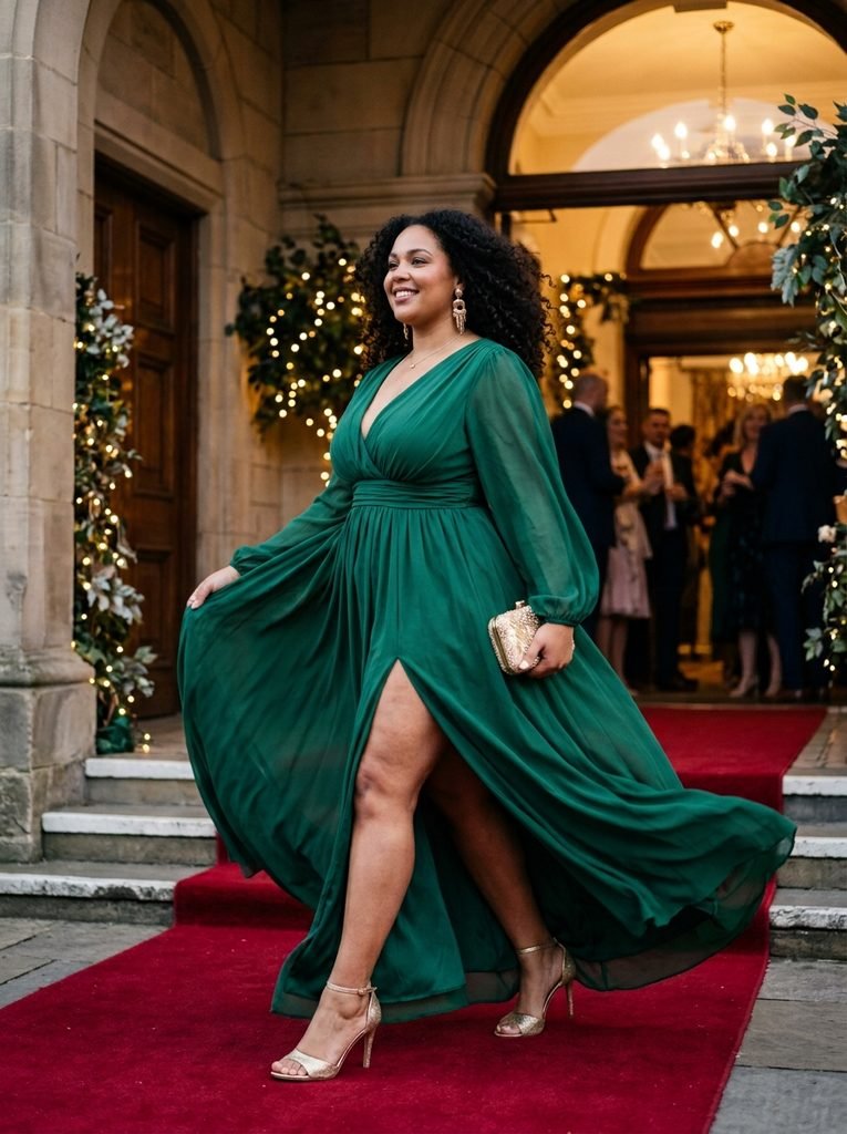 High-Slit Maxi Dress in a Bold Jewel Tone