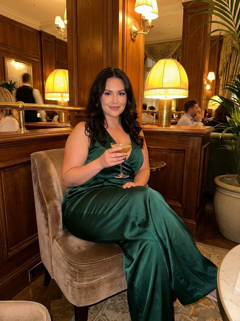 Jewel-Toned Satin Wide-Leg Jumpsuit