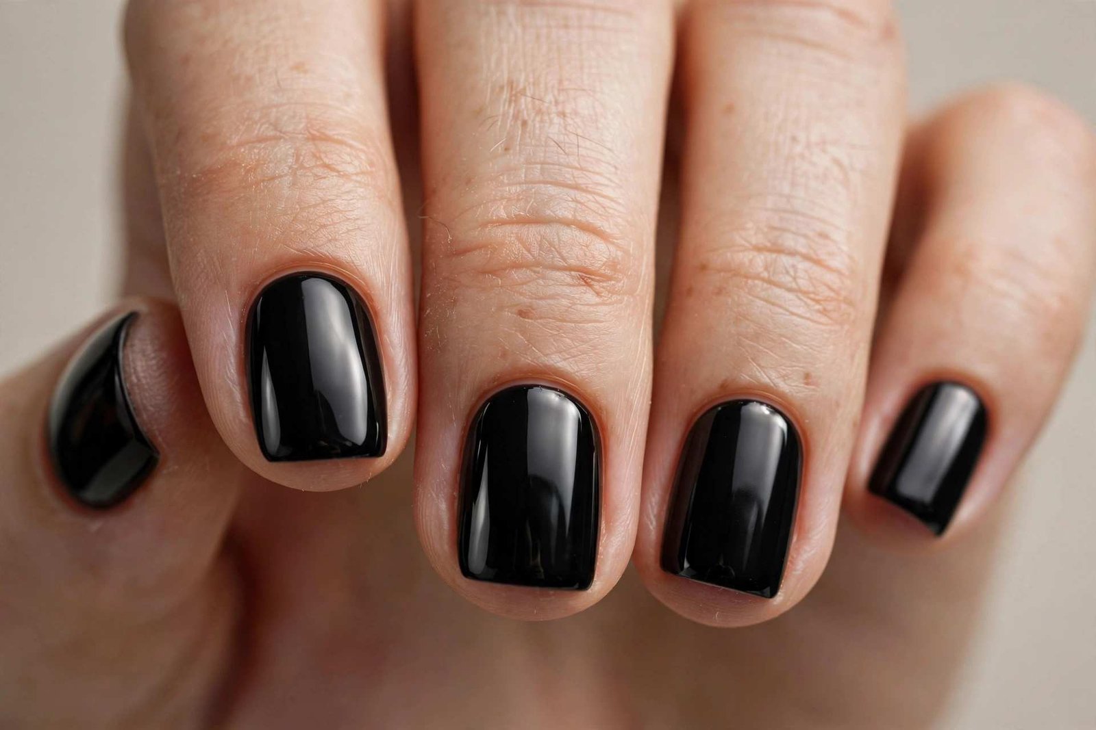 Black Short Gloss nail design
