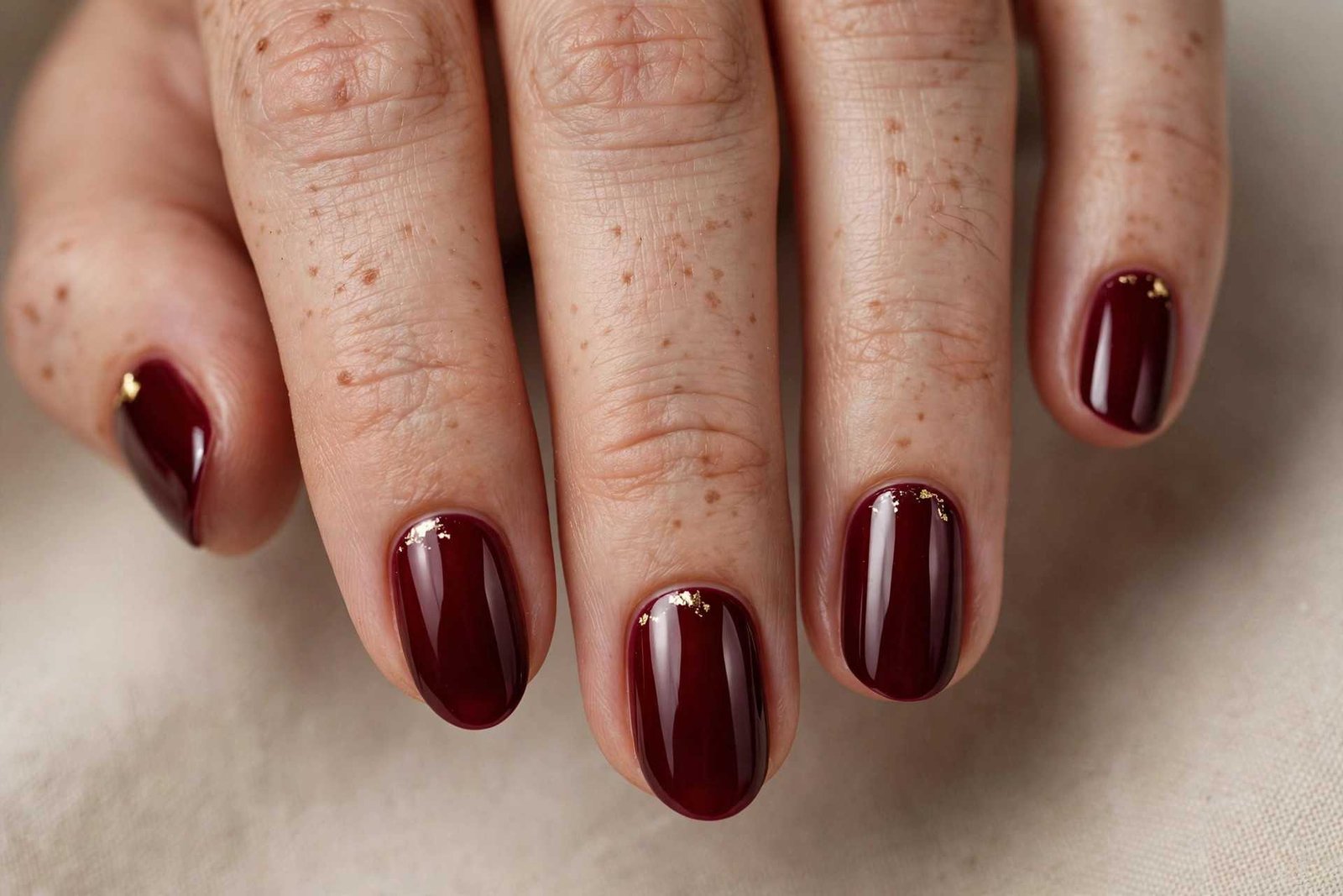 Burgundy Short Almond nail design