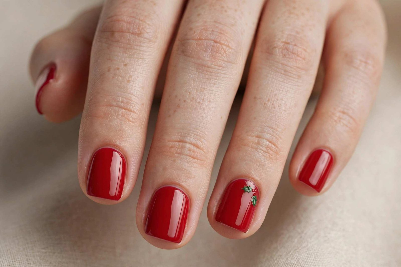 Short Red Classic nail design