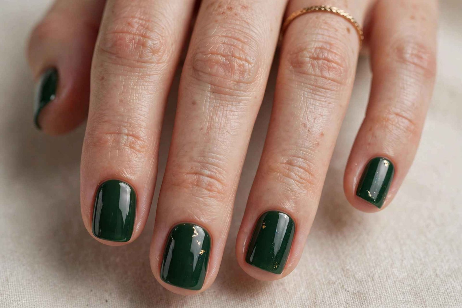 Dark Green Short nail design