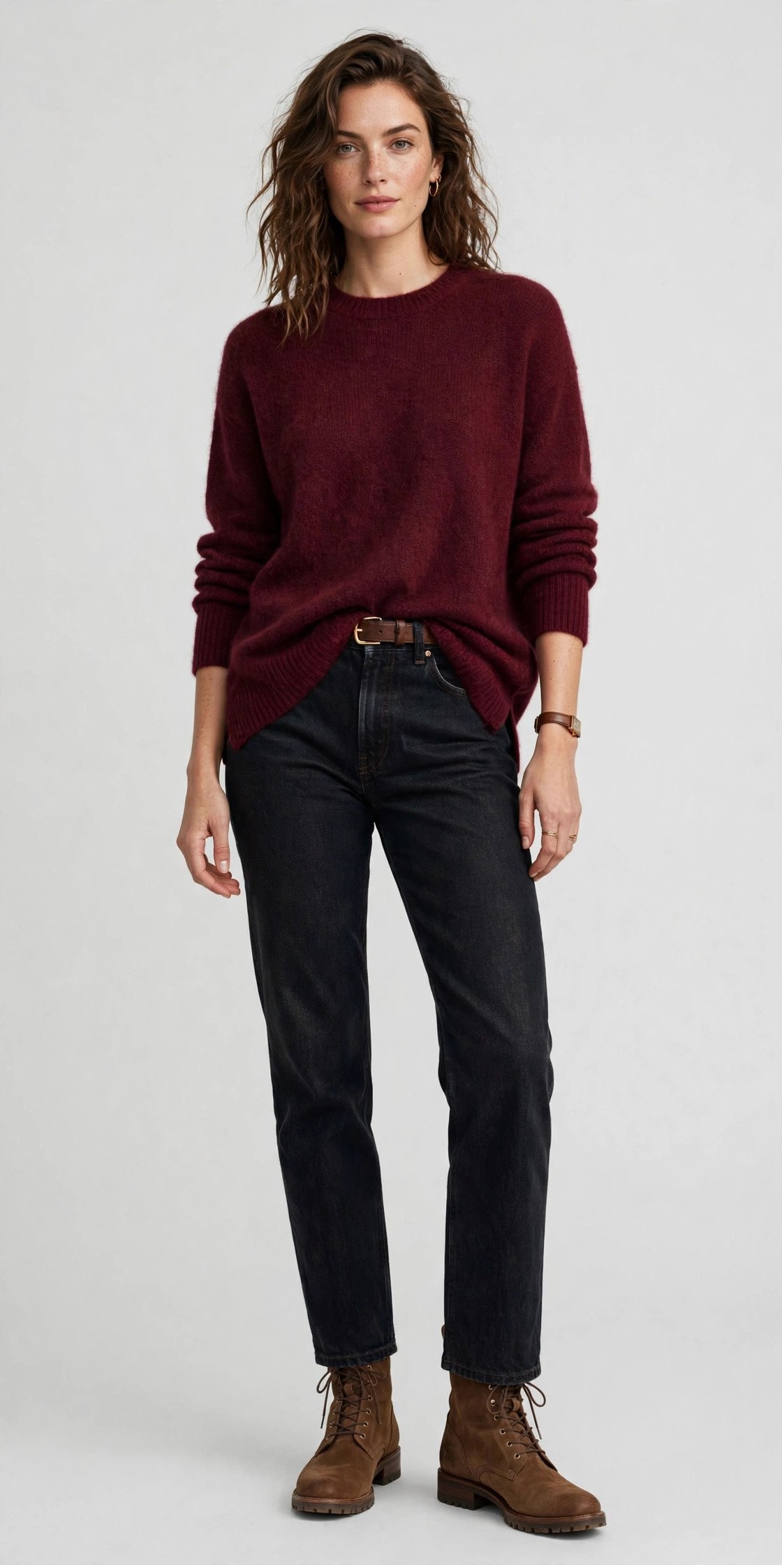 Woman in jeans and a cozy cashmere sweater
