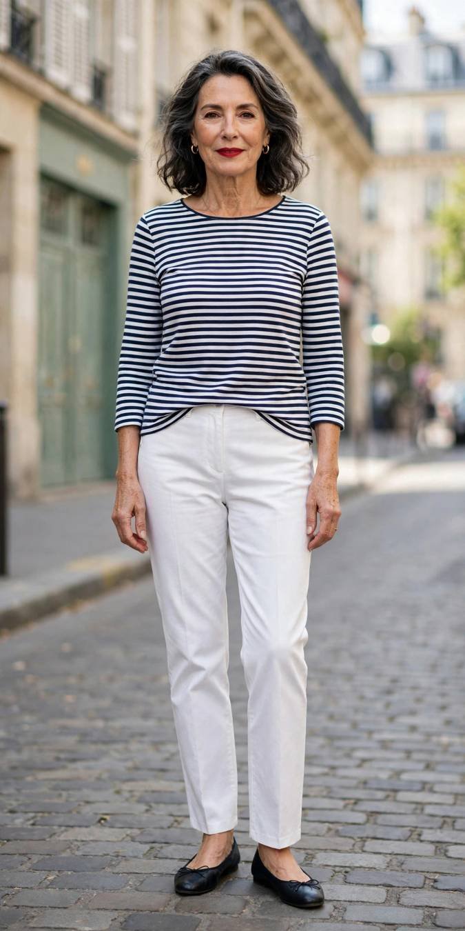 Businesswoman in a striped blazer with coffee