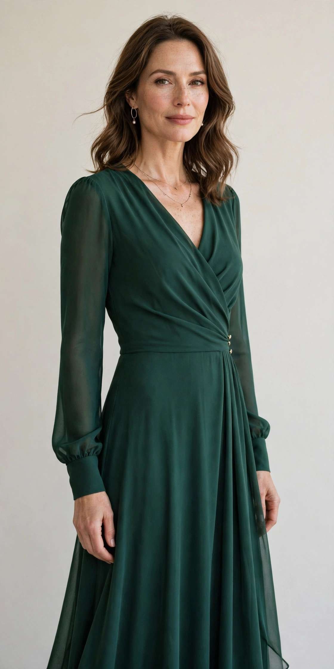 Forest green long-sleeve maxi dress