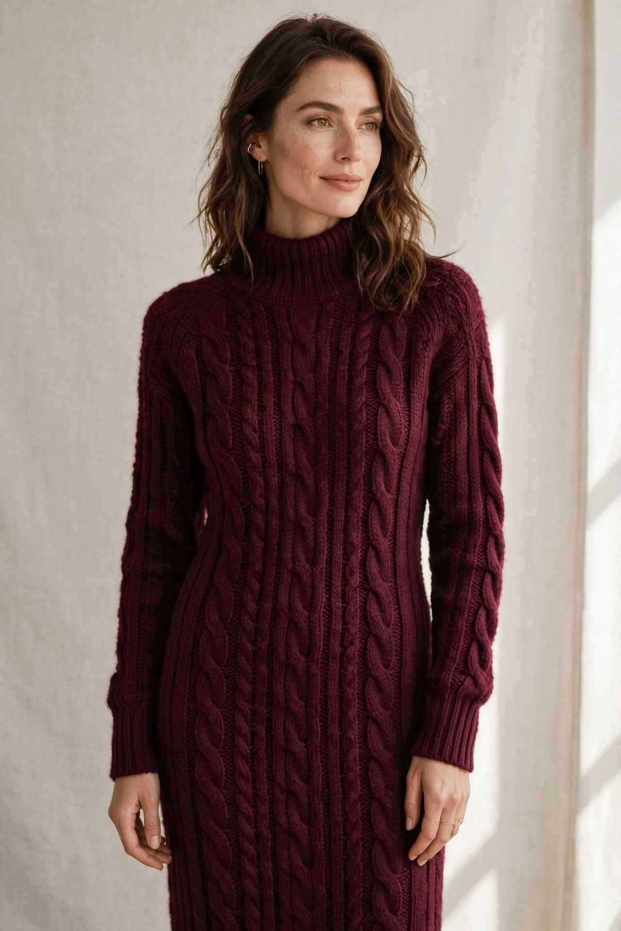 Burgundy sweater dress