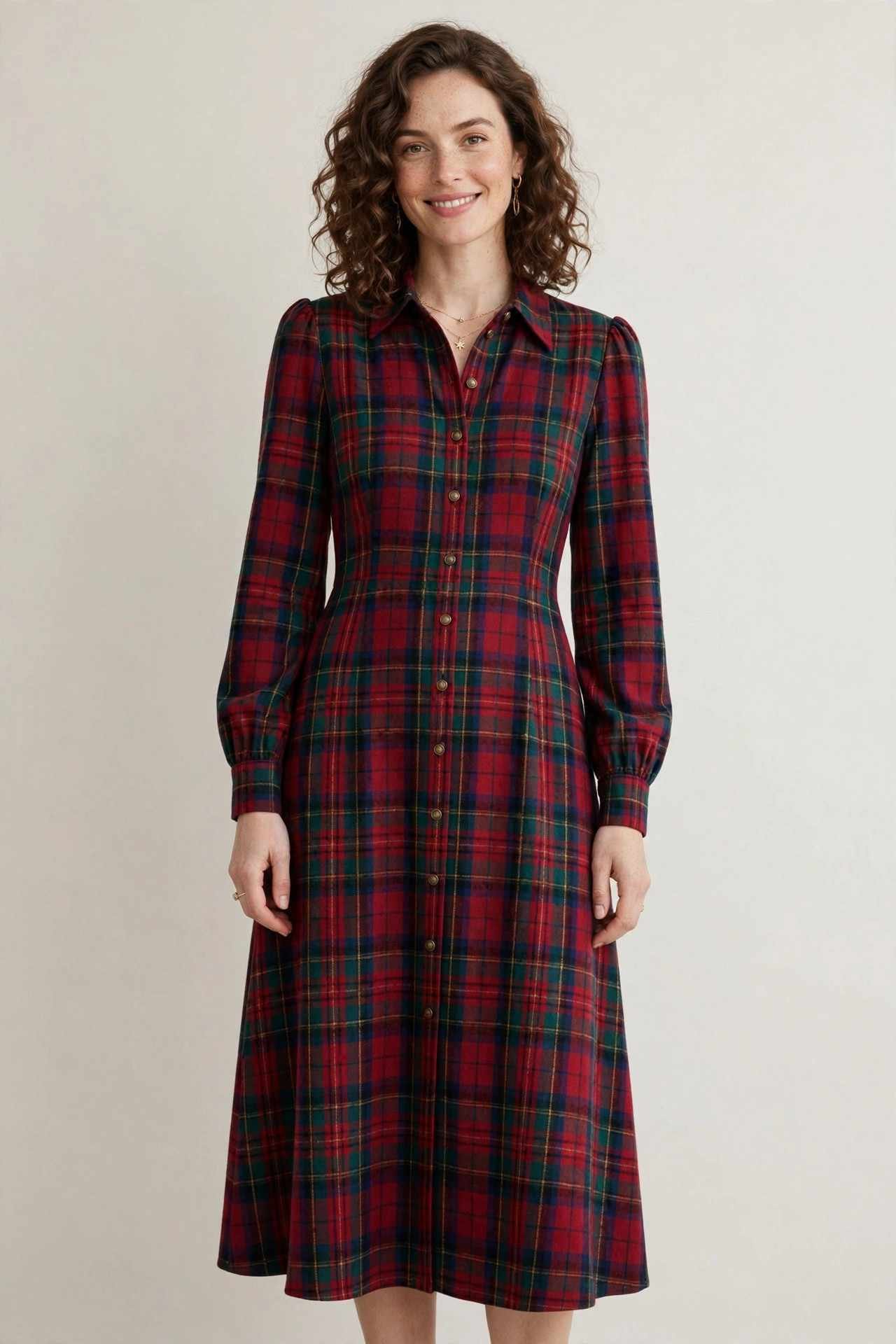 Plaid midi dress