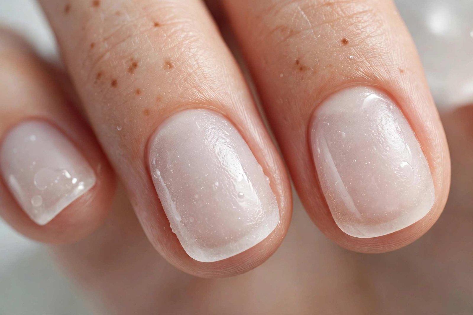 Frosted milky white jelly glass winter nails