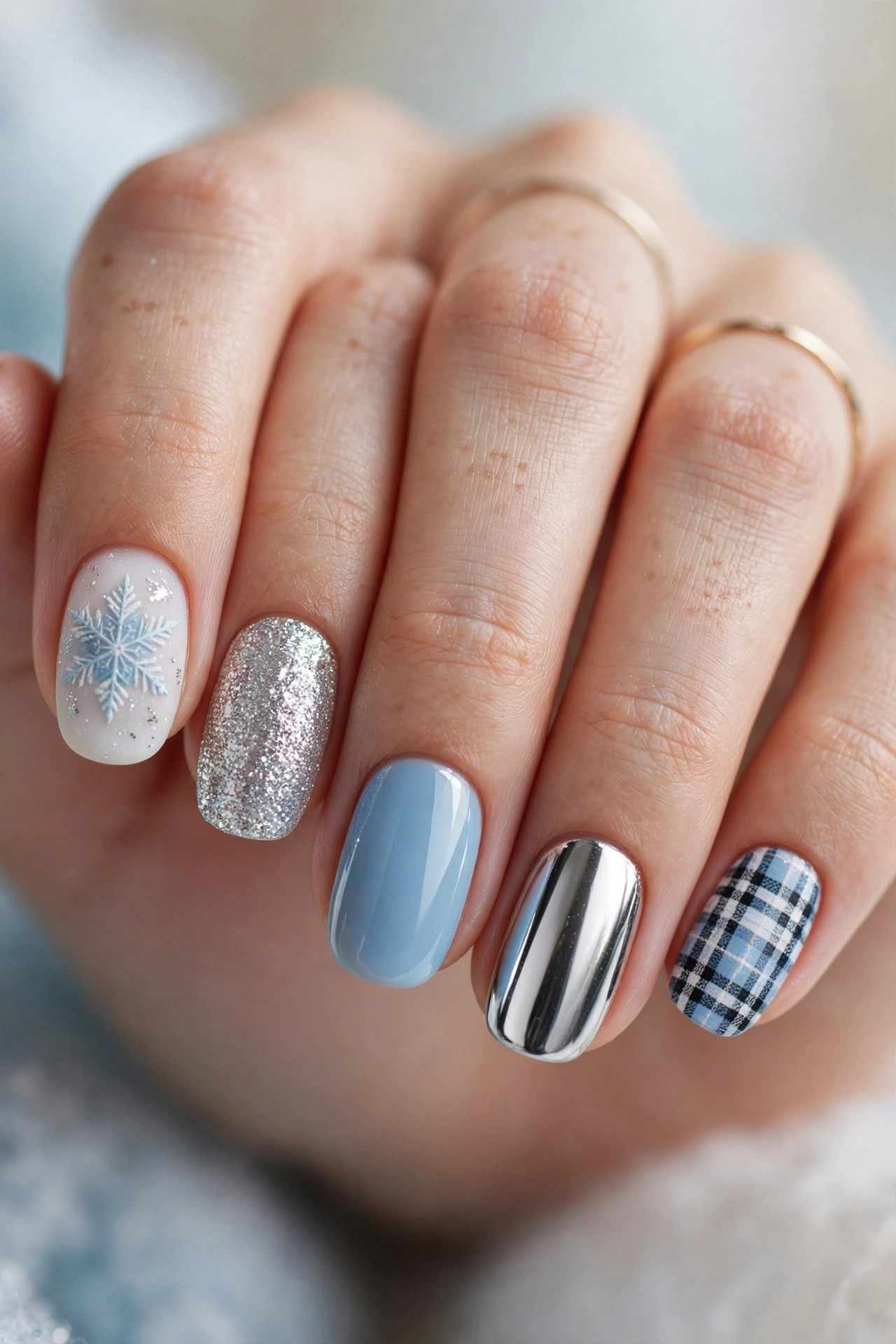 Winter wonderland mix and match nail art designs