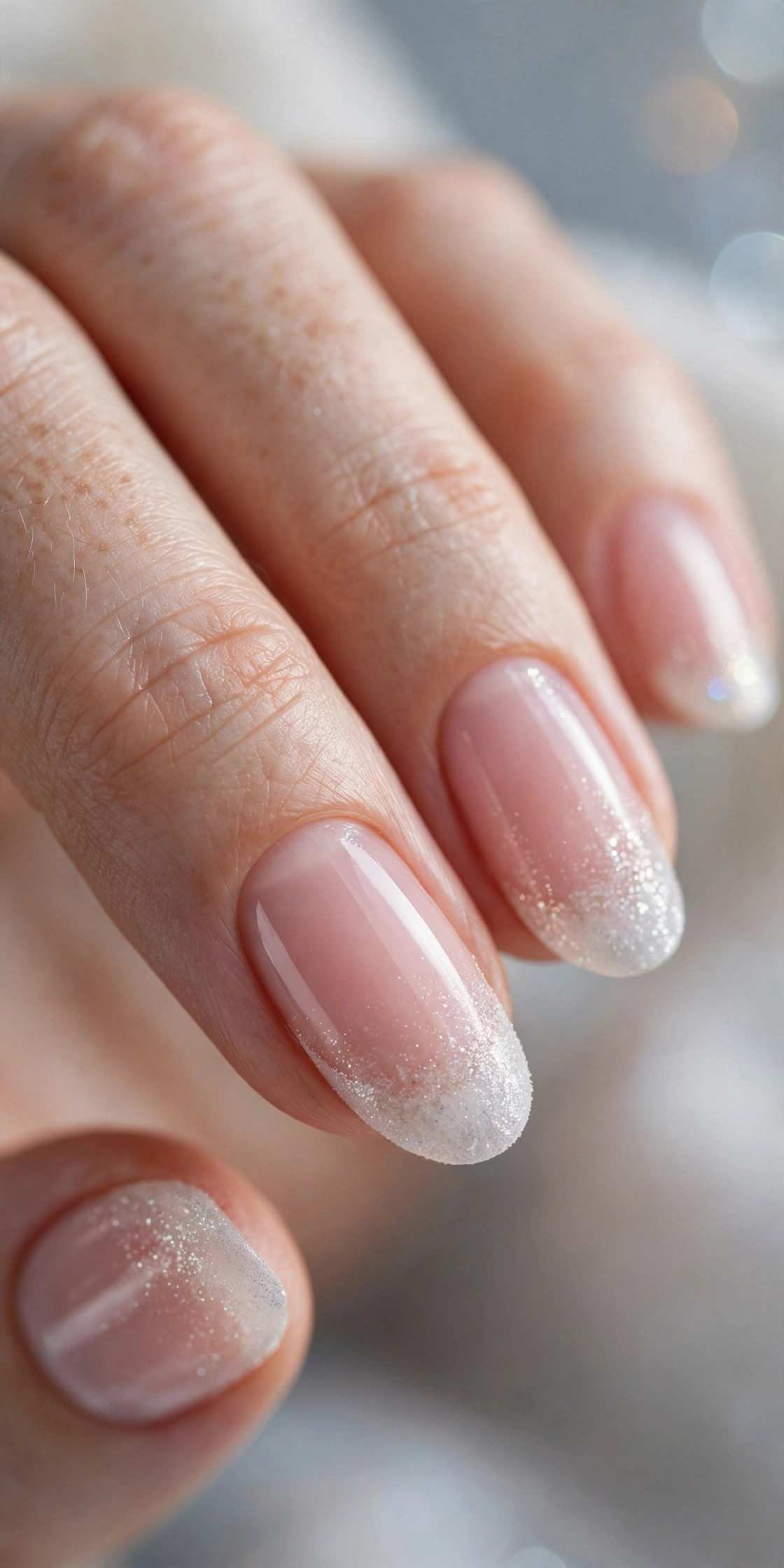 Classic white French tip nails with natural base