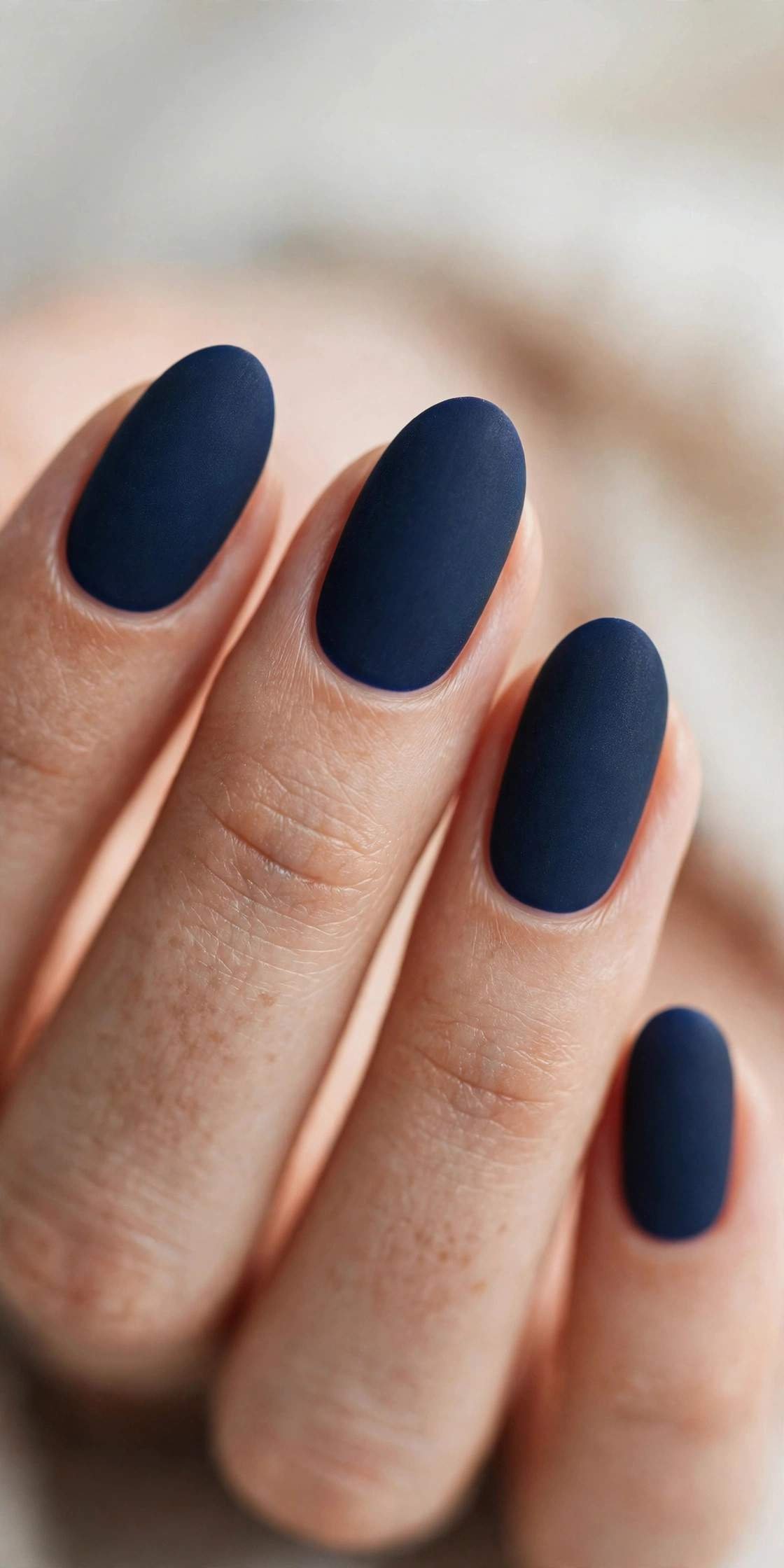 Matte navy blue winter nails