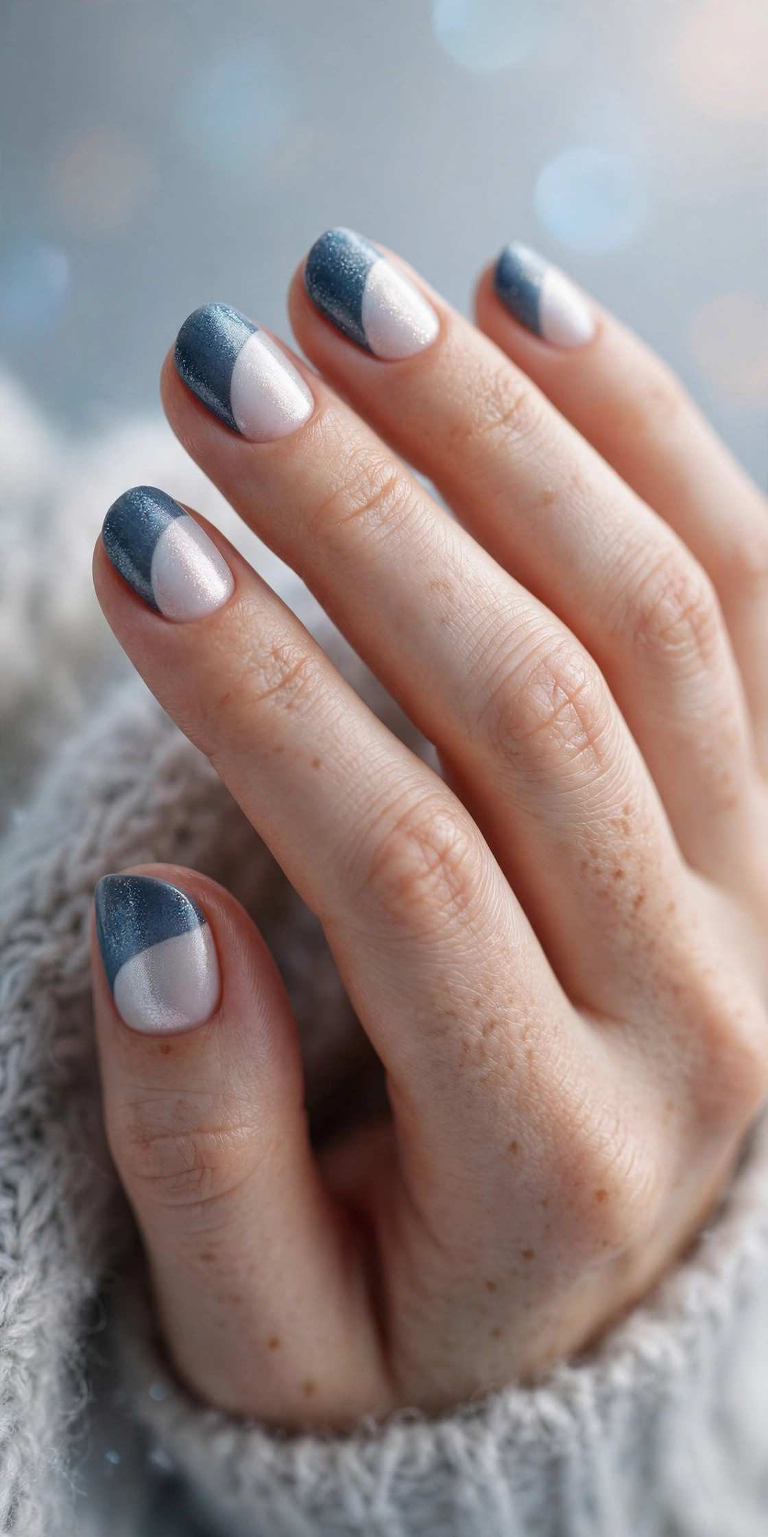 Two-tone half-moon DIY nail art design