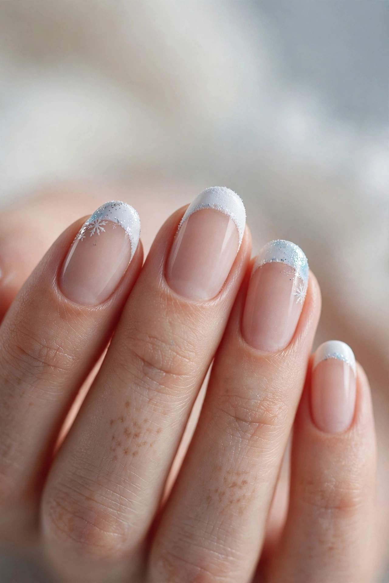 Negative space French tip nail art