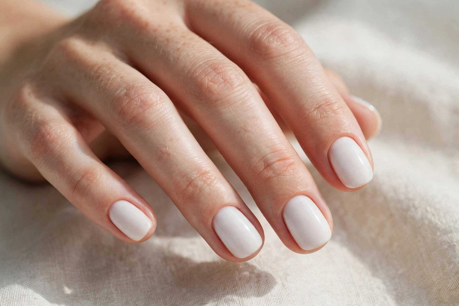 Porcelain milky white minimalist elegant nails