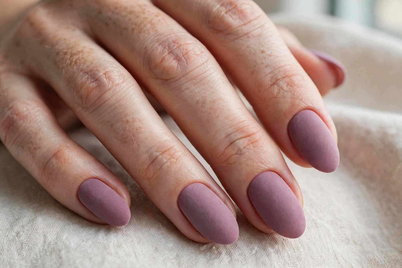 Muted mauve velvet matte elegant nails