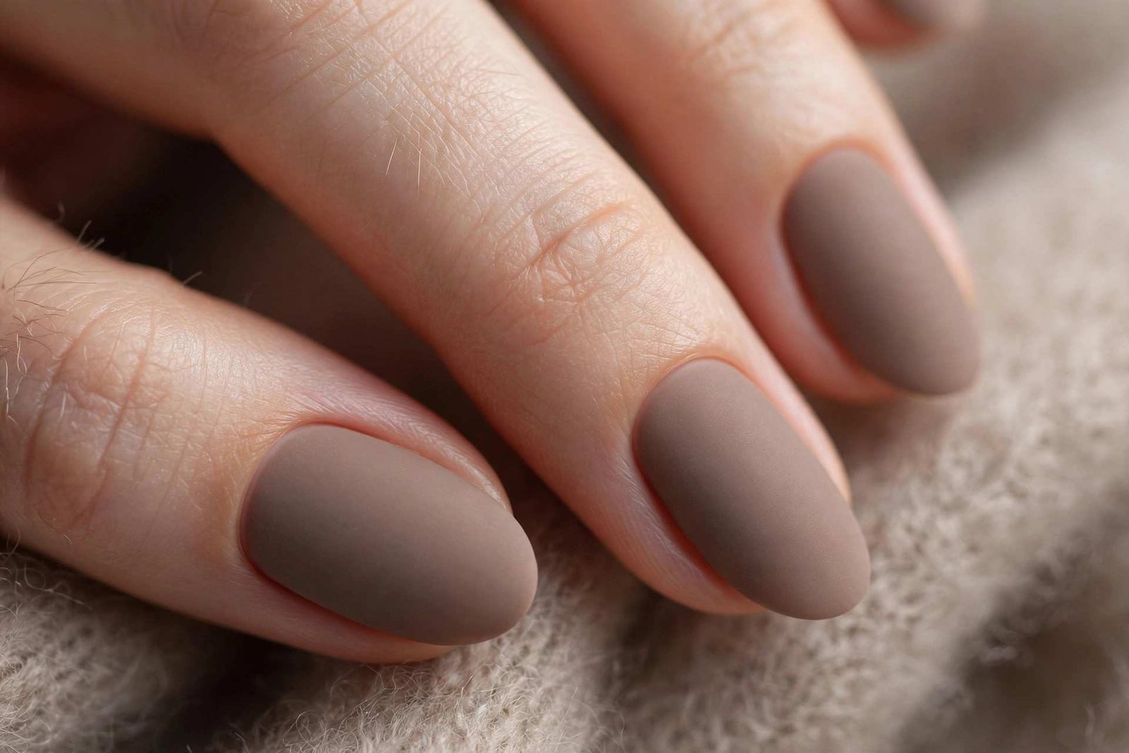 Soft taupe matte nails