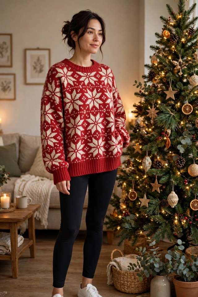 Oversized Christmas sweater with leggings
