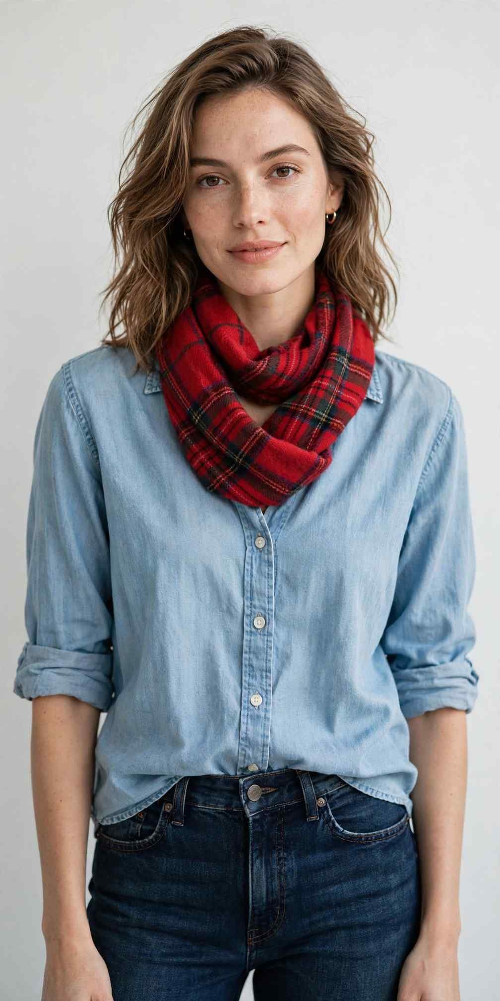 Chambray shirt with dark jeans