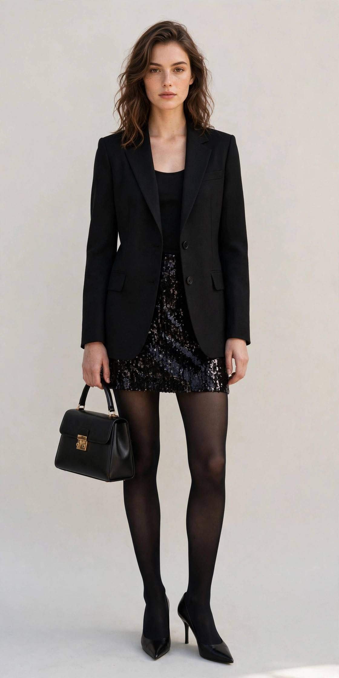 Black sparkly dress at Christmas party