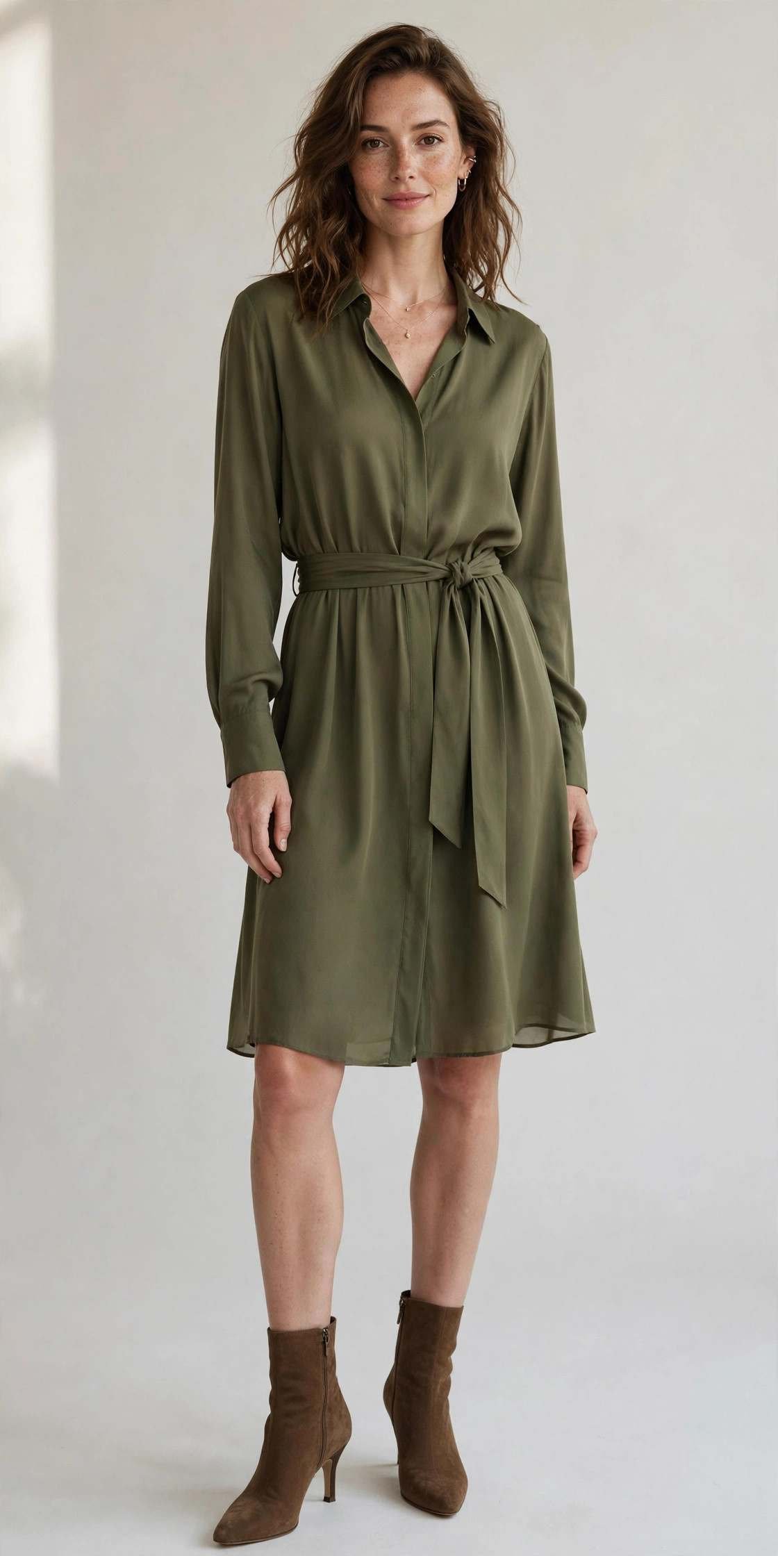 Woman in a professional shirt dress