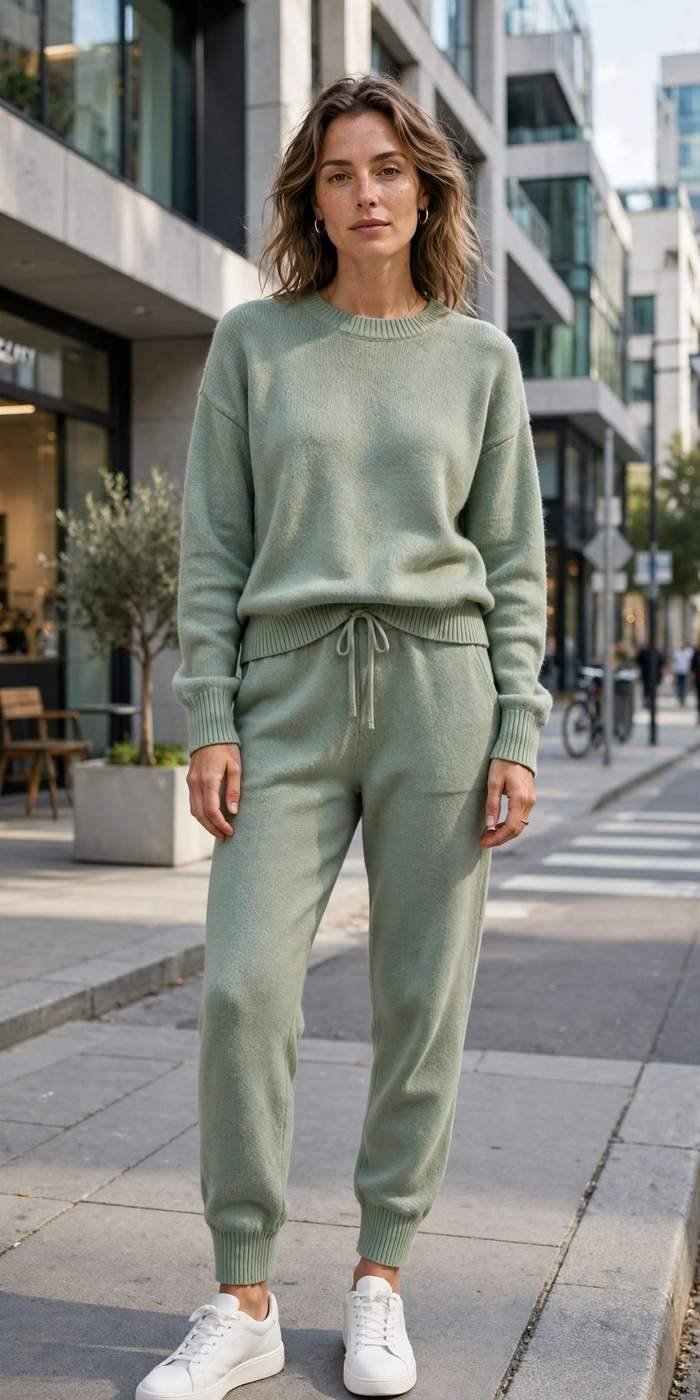 Woman in comfortable athleisure street style