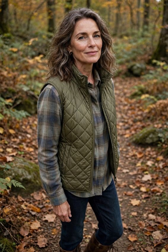 Quilted Vest Over Flannel