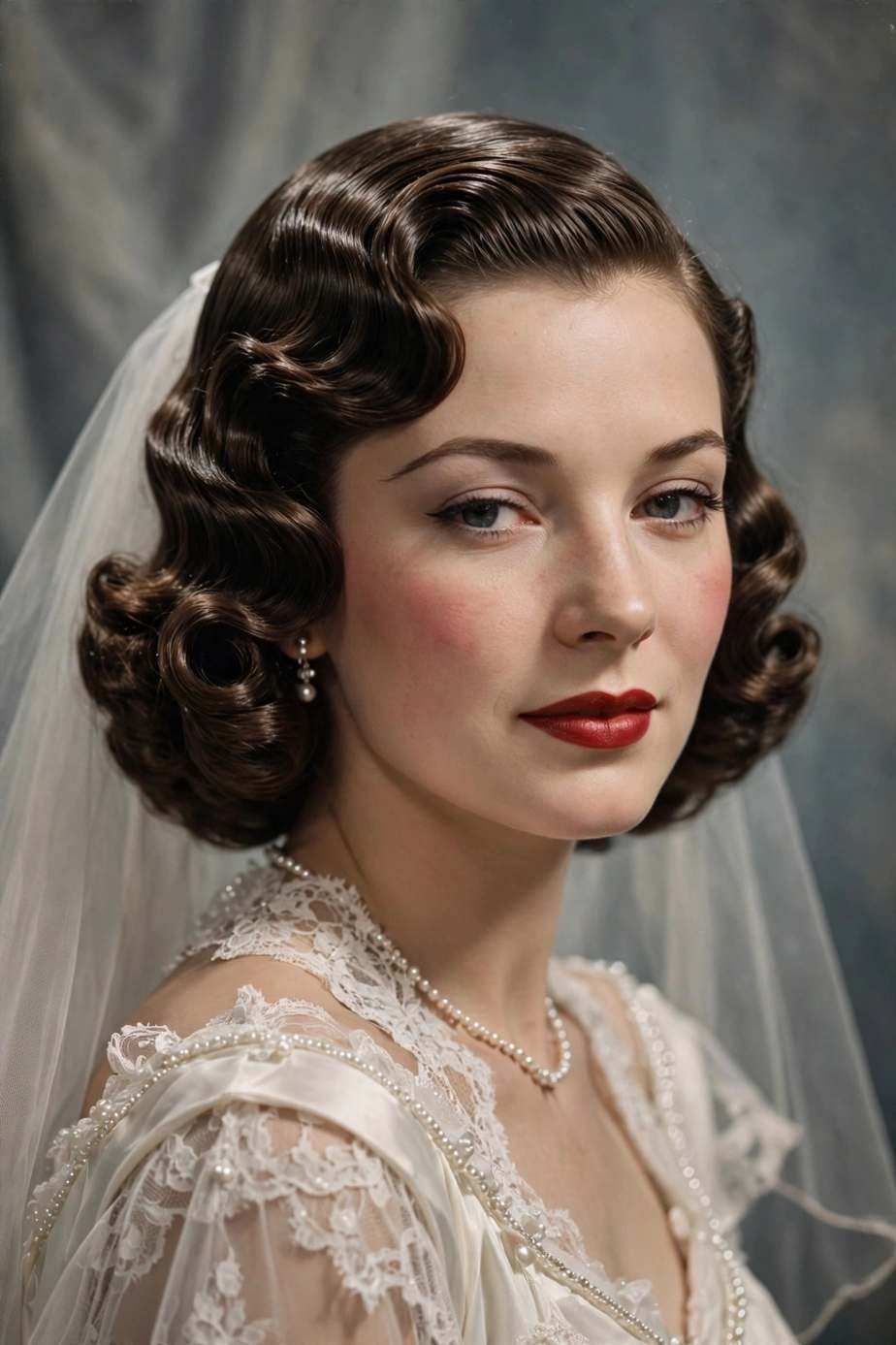 Bride with pinned curls short bob hairstyle