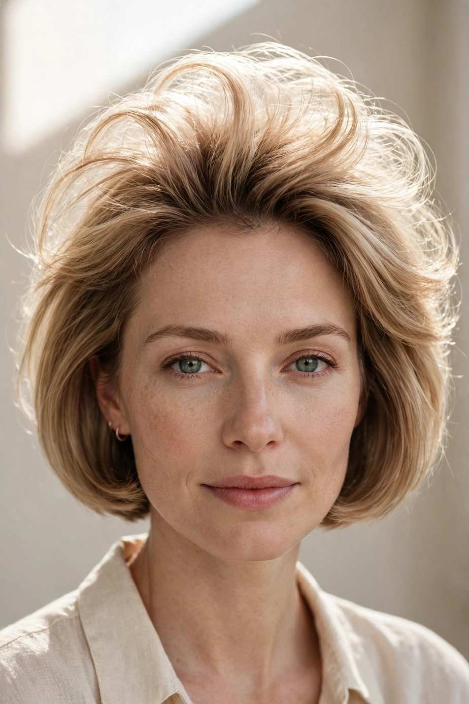 Woman with voluminous crown bob hairstyle