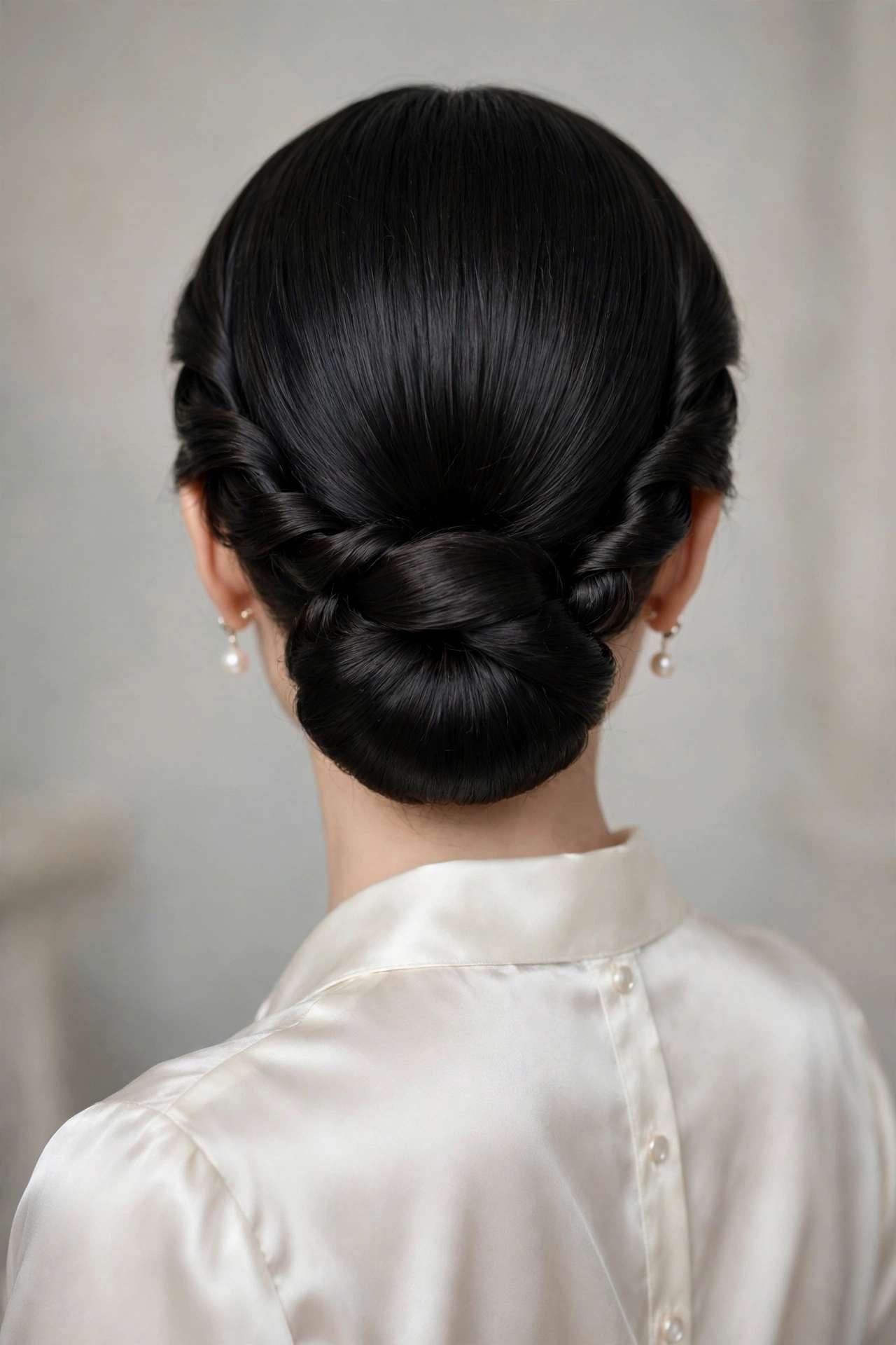 Sleek low chignon wedding updo
