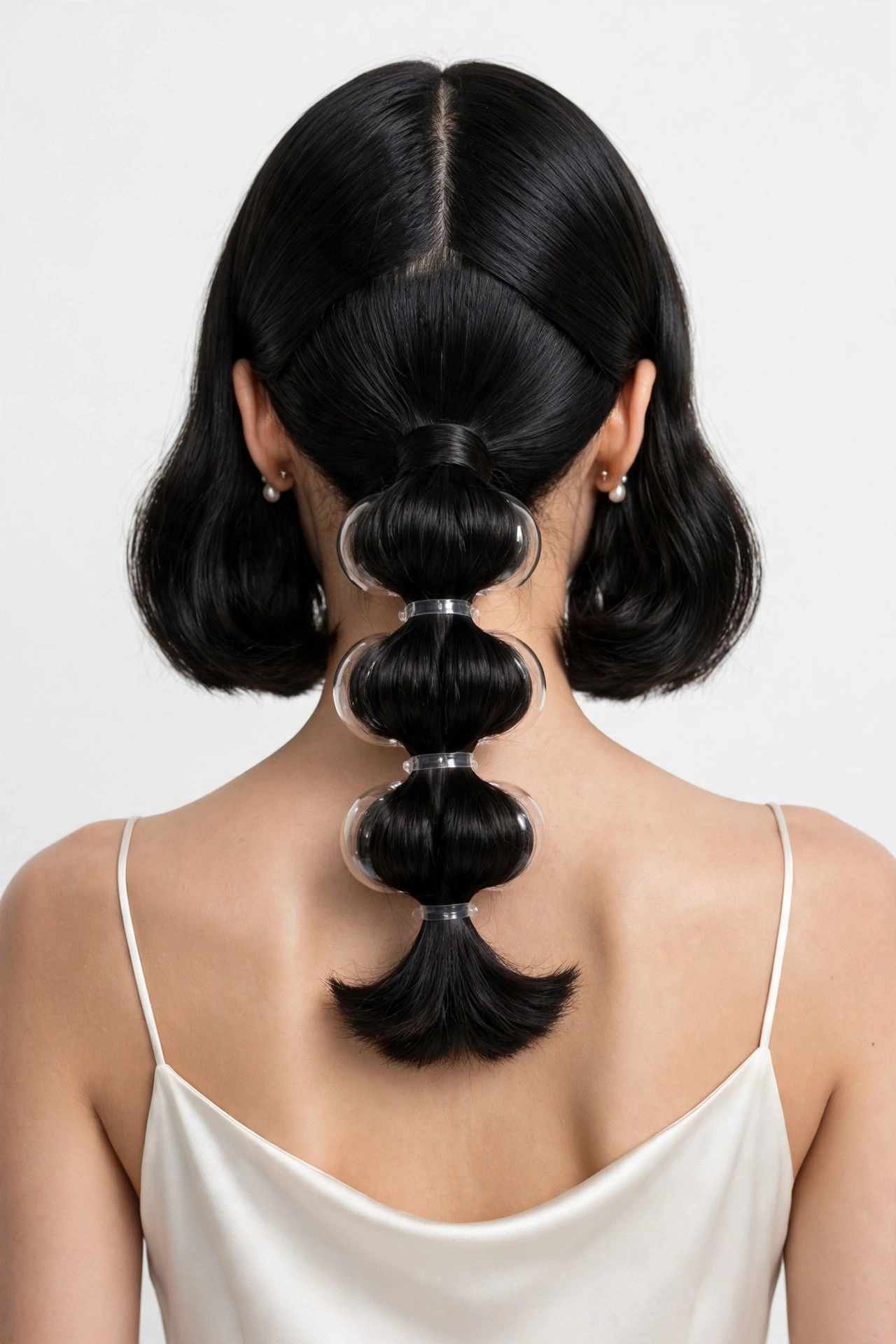 Low bubble ponytail hairstyle