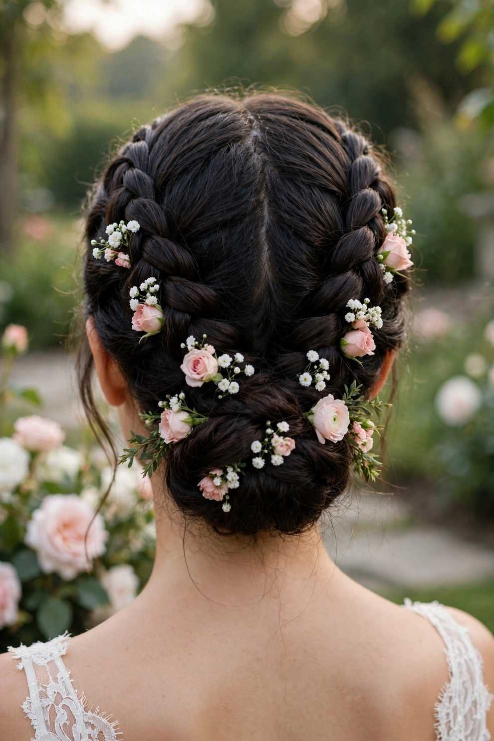 Double Dutch braid updo hairstyle