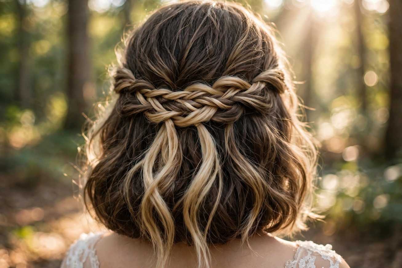 Waterfall braid half-up hairstyle