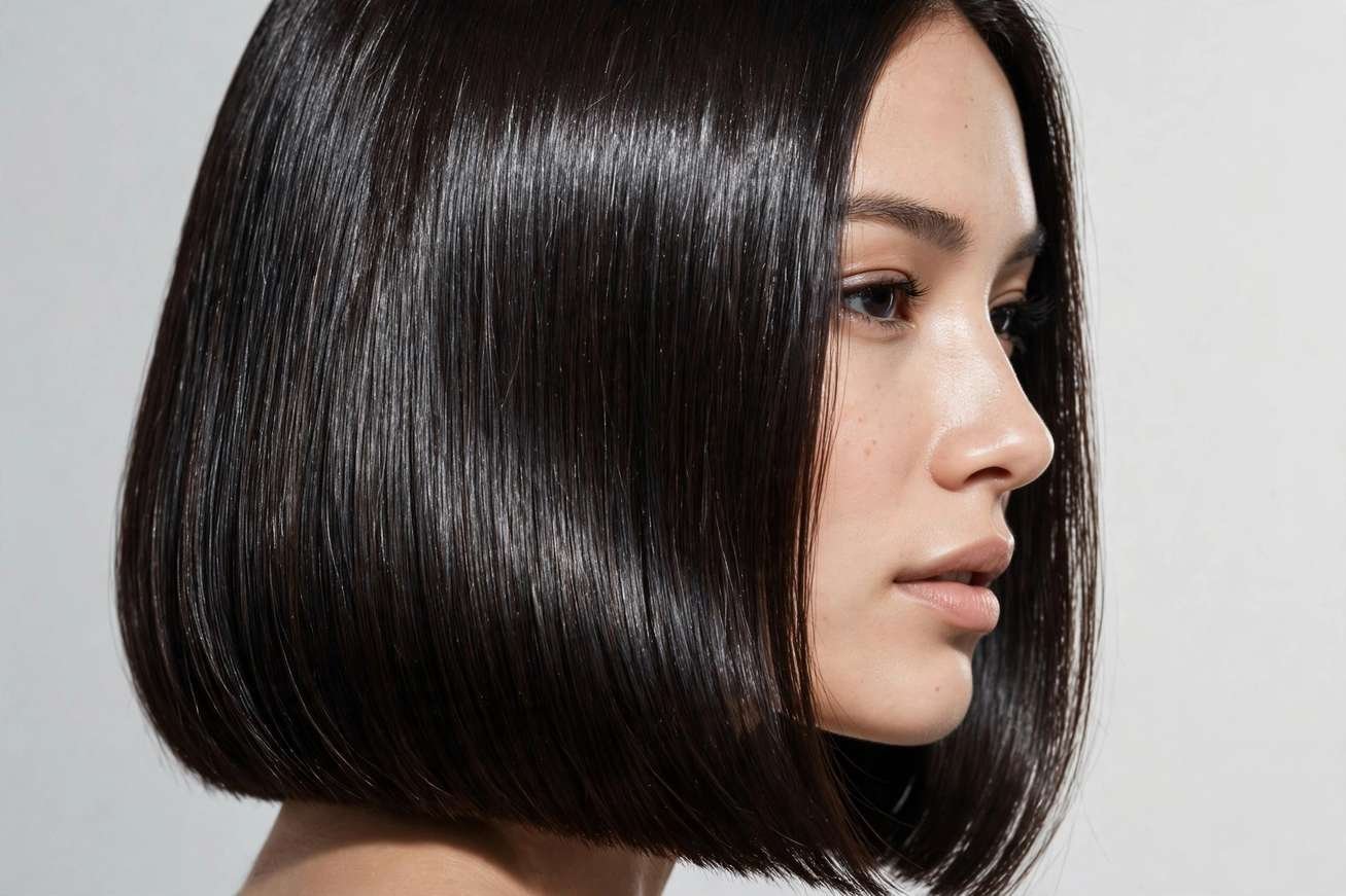 Glossy polished bob haircut