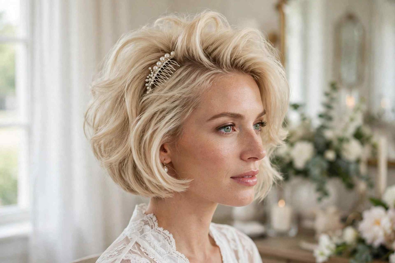 Backcombed voluminous bob haircut