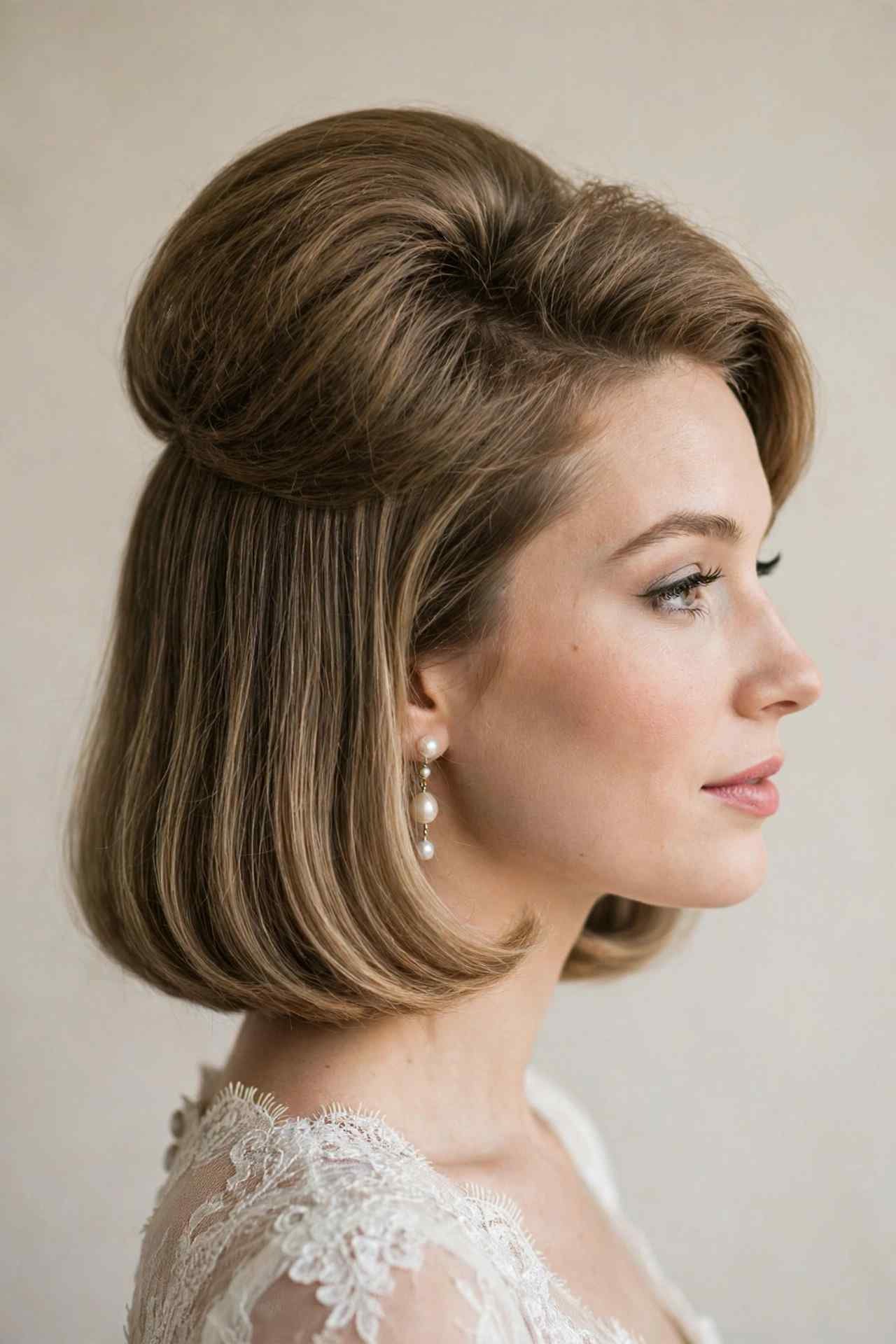 Half-up pouf wedding hairstyle