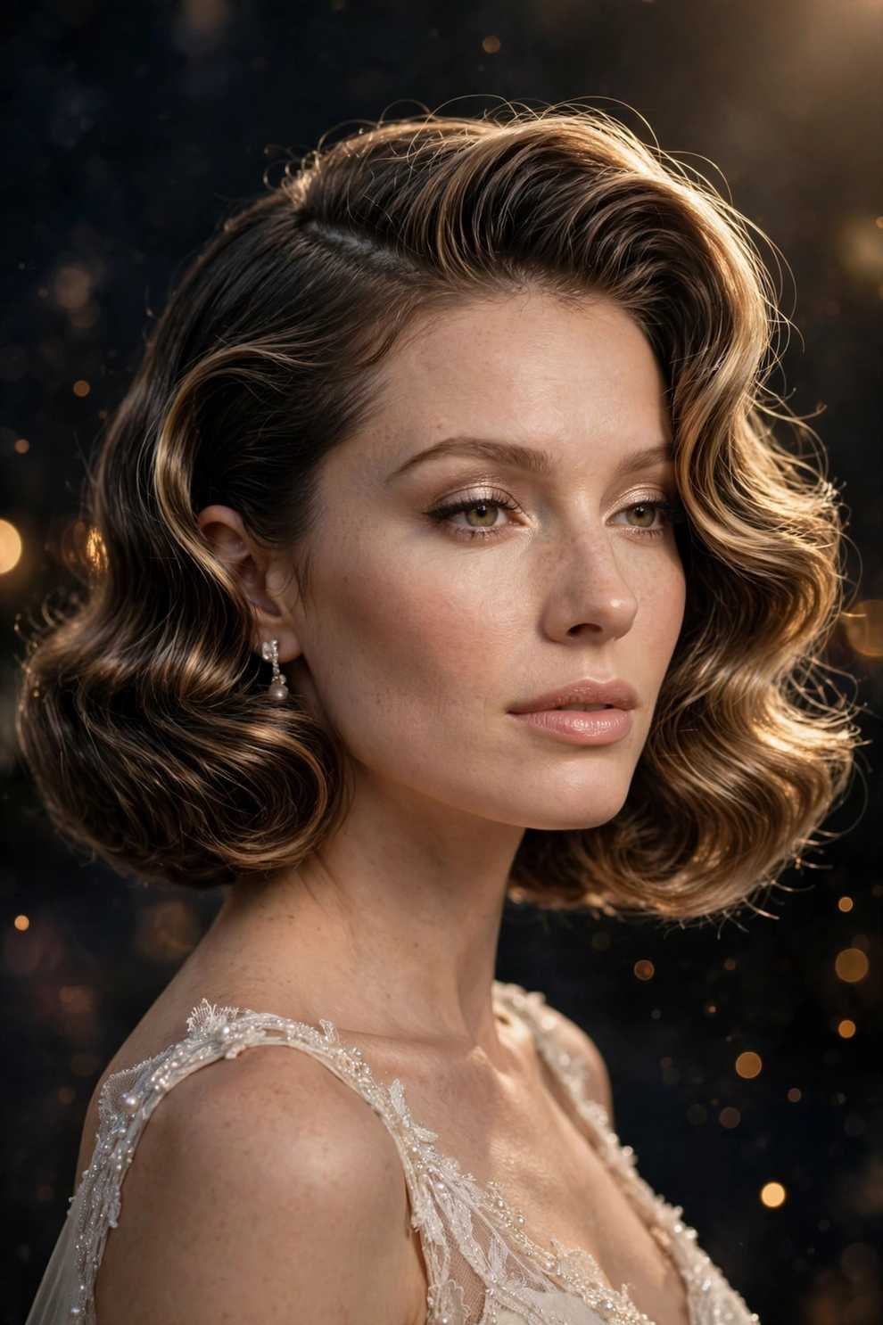 Deep side part glam waves hairstyle