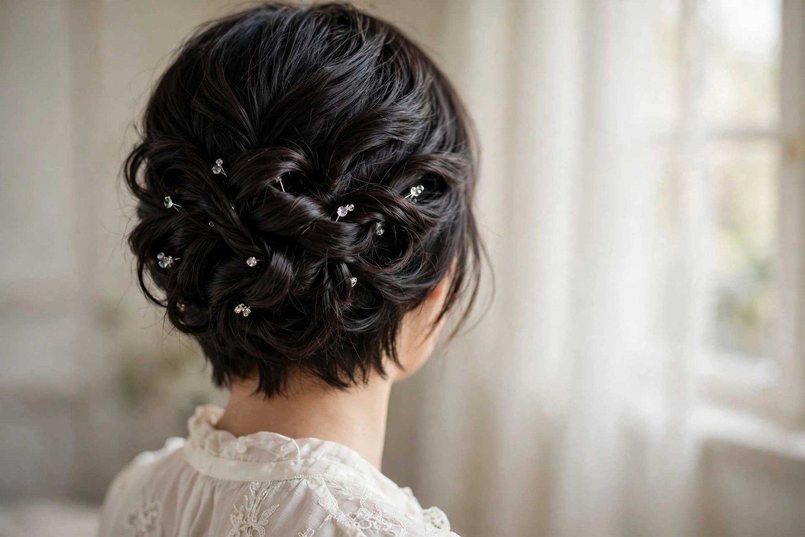 Twisted faux updo on short hair