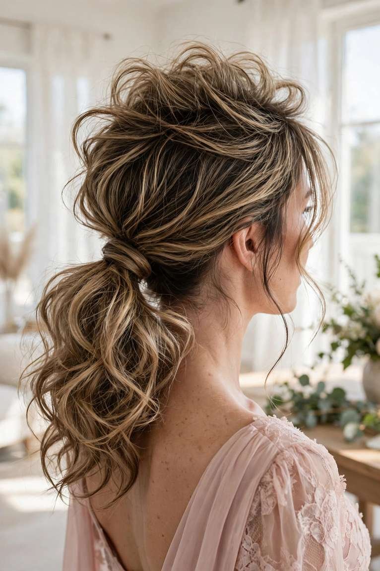 Loose low ponytail hairstyle
