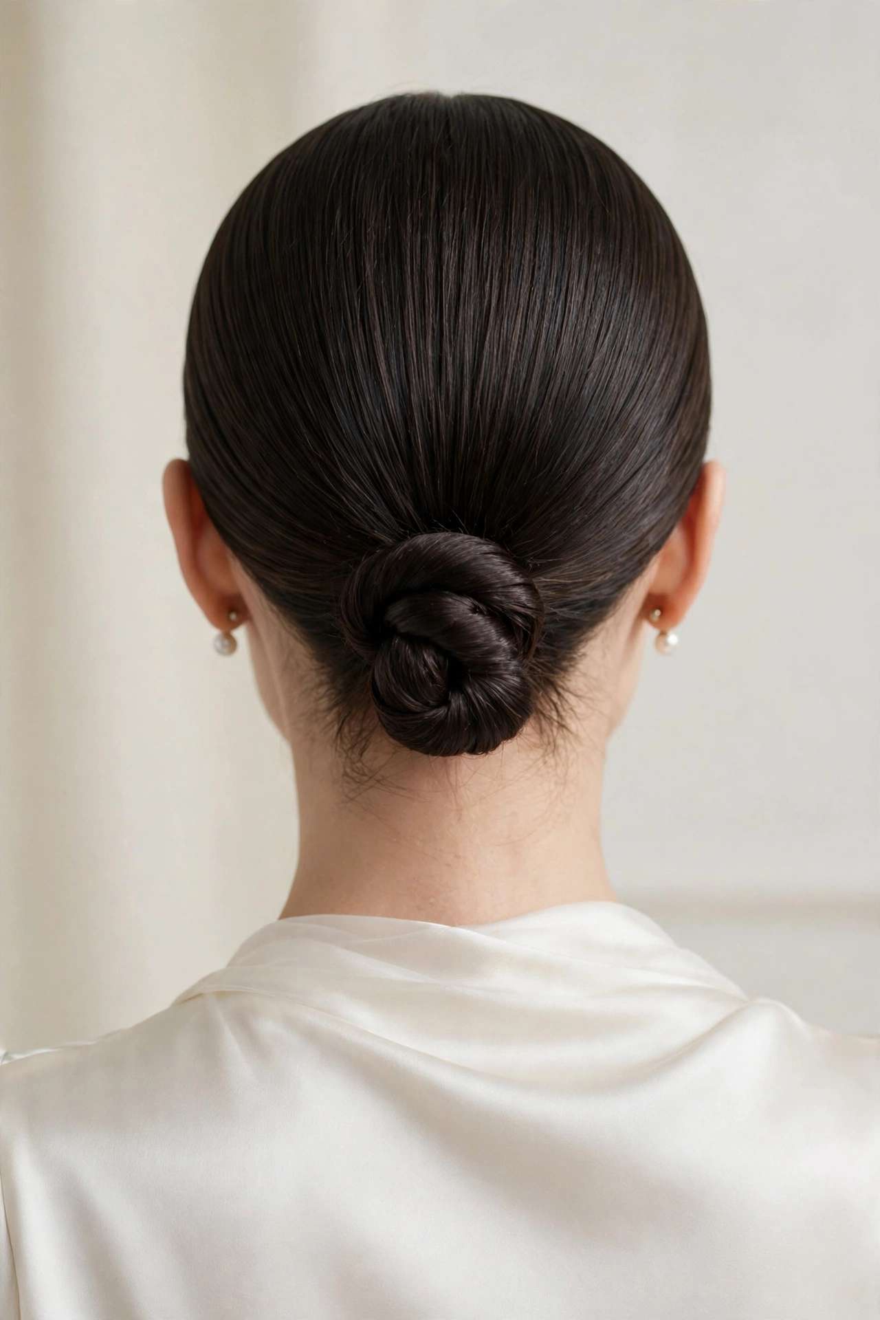 Polished low knot hairstyle