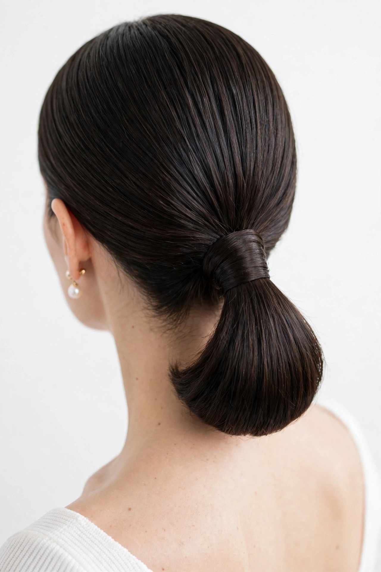 Sleek low ponytail hairstyle