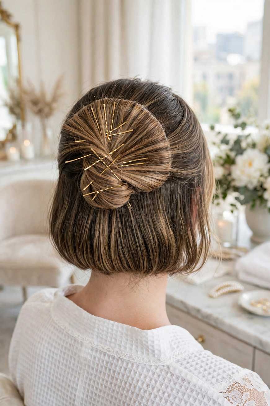 Fast French twist bridal hairstyle
