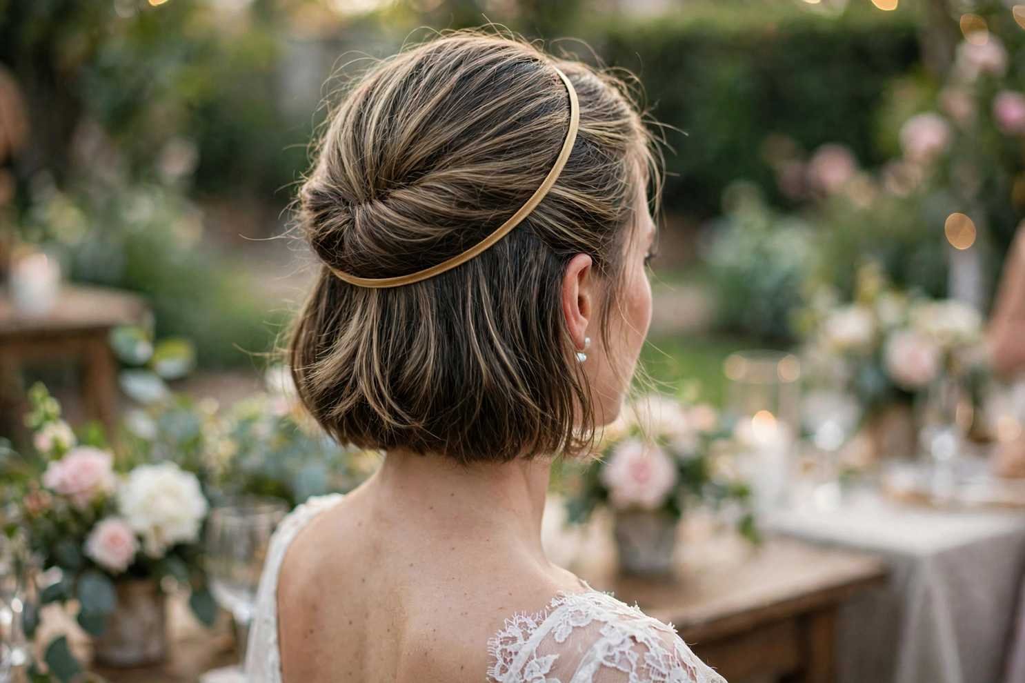 Headband tuck faux updo hairstyle
