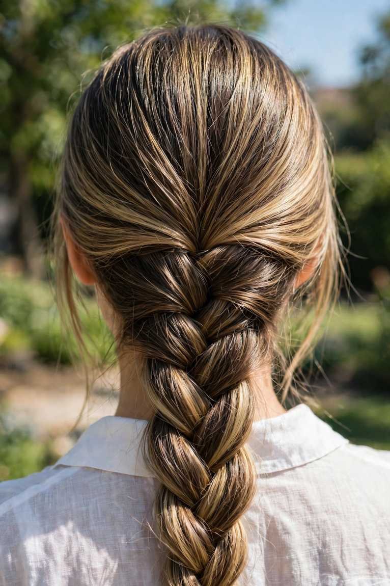 French braid hairstyle close-up