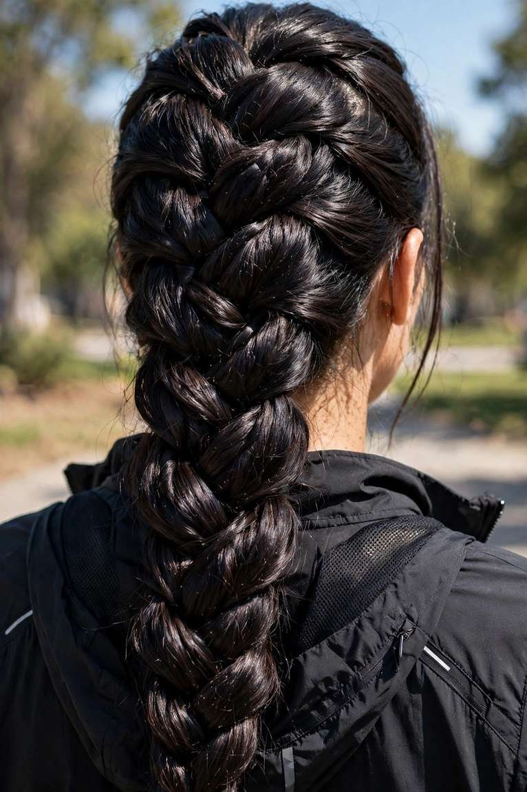Chunky Dutch braid hairstyle