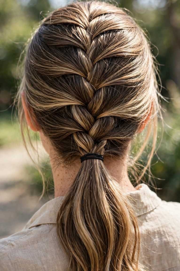 Braided low ponytail hairstyle