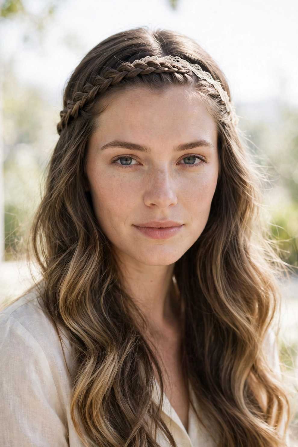 Lace braid headband hairstyle