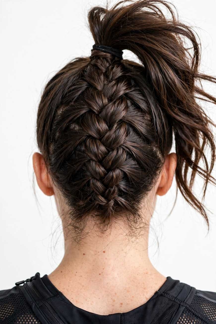 Inside-out French braid ponytail