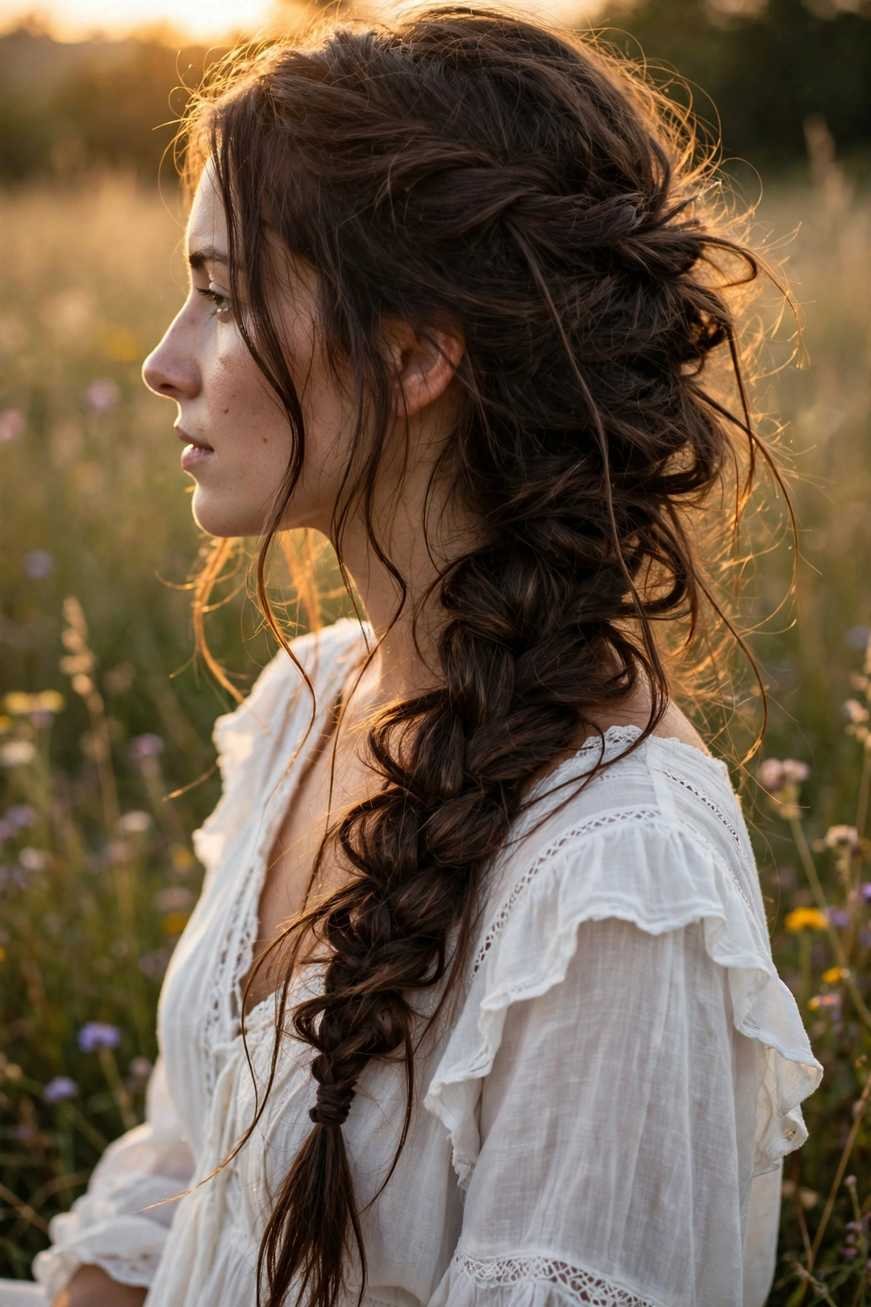 Bohemian messy braid hairstyle