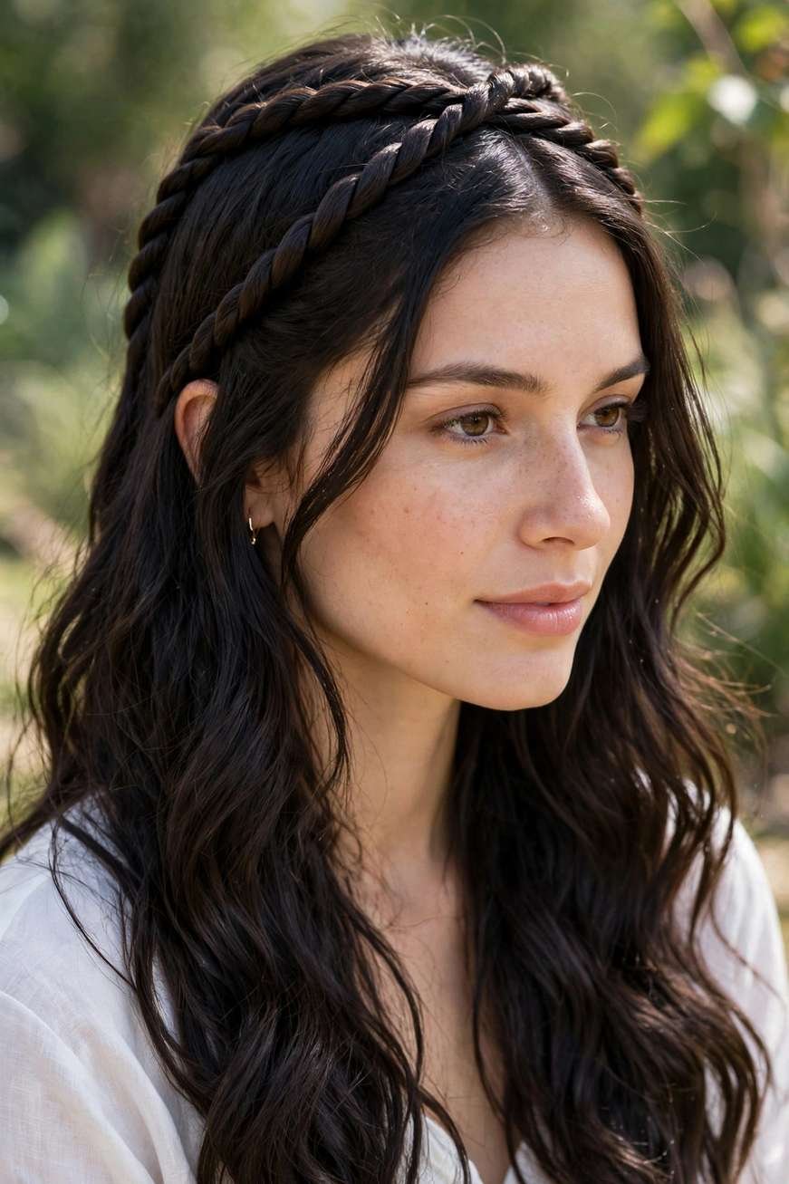 Twisted braid headband hairstyle