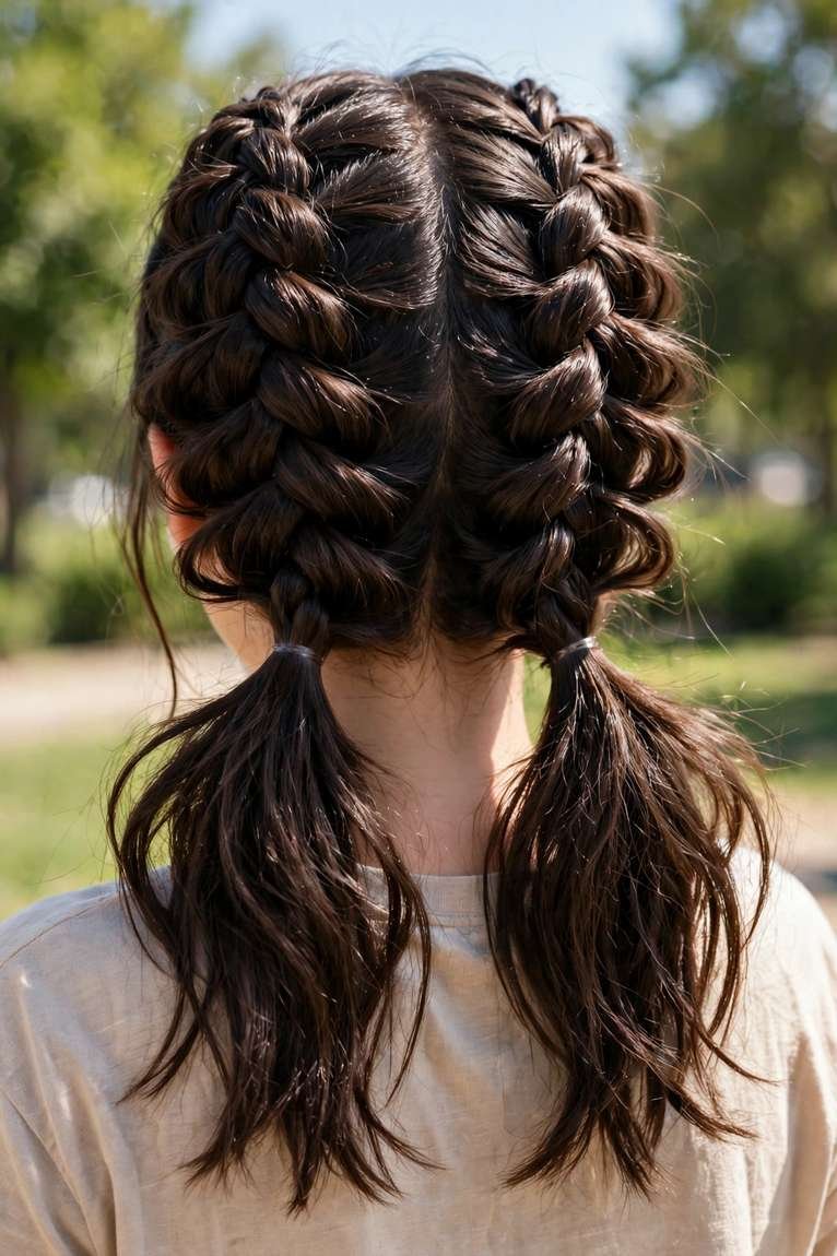 Double Dutch braids hairstyle